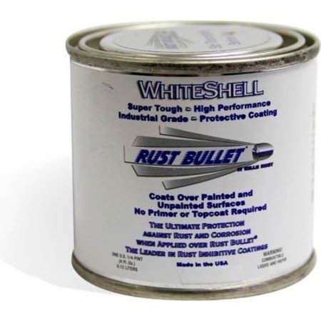 RUST BULLET LLC Rust Bullet WhiteShell Protective Coating and Topcoat 1/4 Pint Can 24/Case WSQP-C24